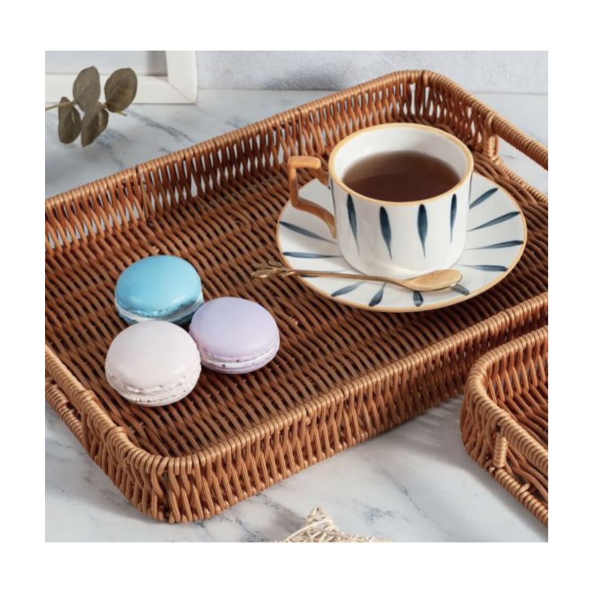 GENERICO - Set 3 Canasta De Plastico Trenzado Rectangular 40cm