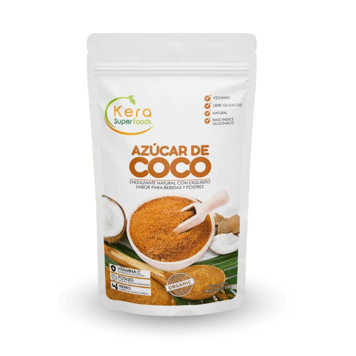 KERA SUPERFOODS - AZUCAR DE COCO 1KG  ENDULZANTE NATURAL - KERA SUPERFOODS