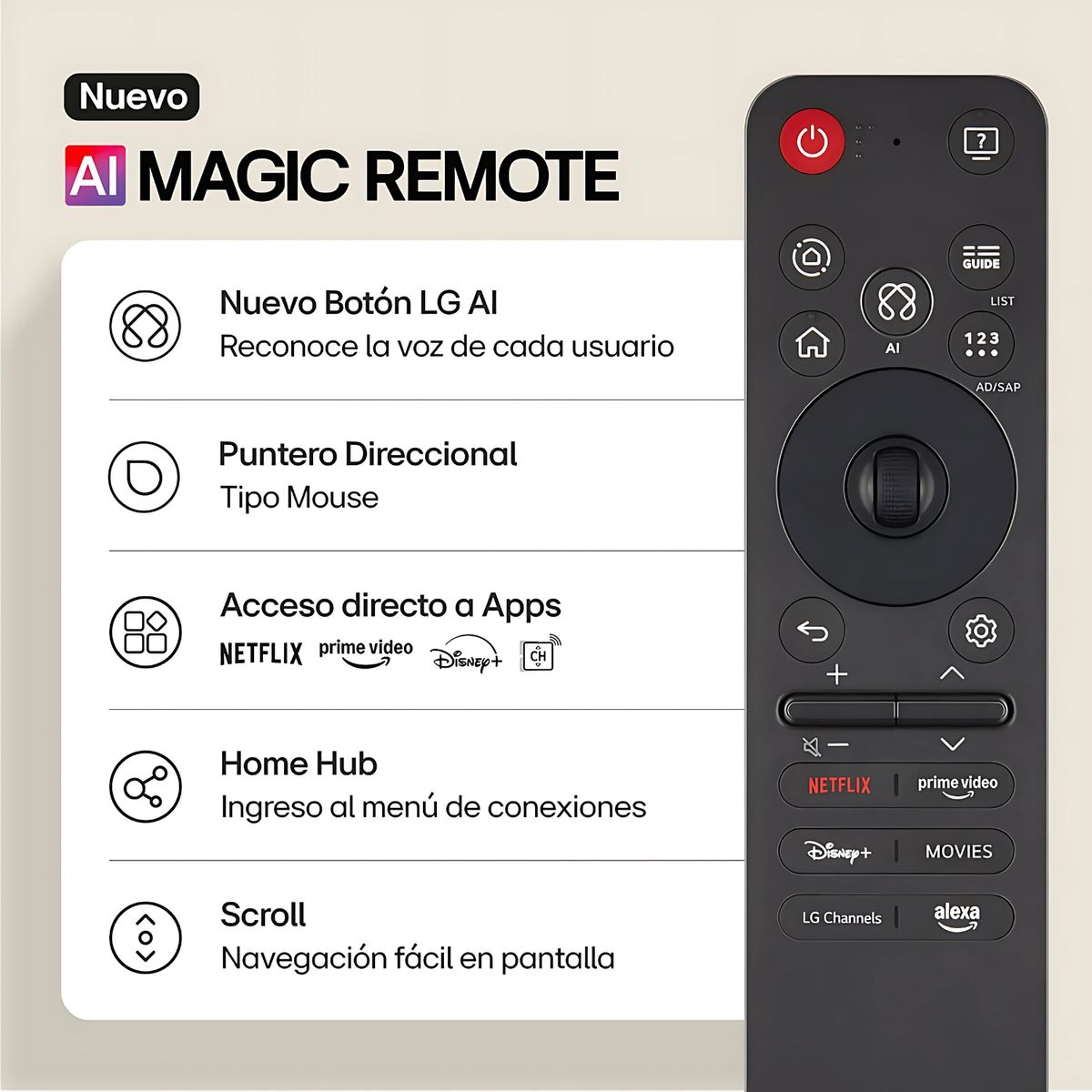LG - Control Remoto LG AI Magic Remote MR25GA