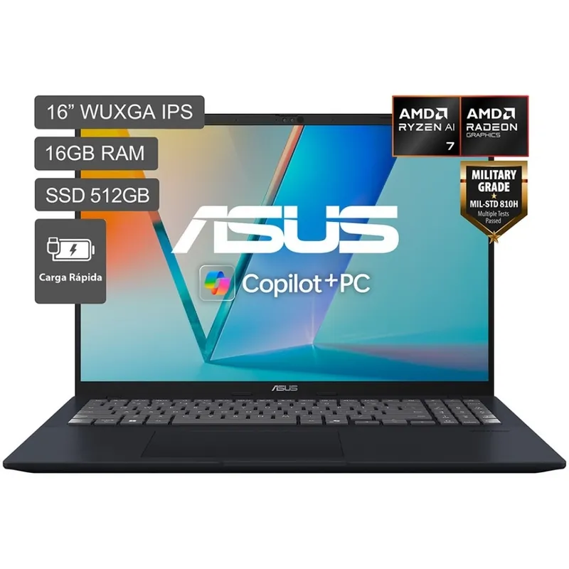ASUS - Laptop ASUS Vivobook 16 AMD Ryzen AI 7 350 512GB SSD 16GB RAM