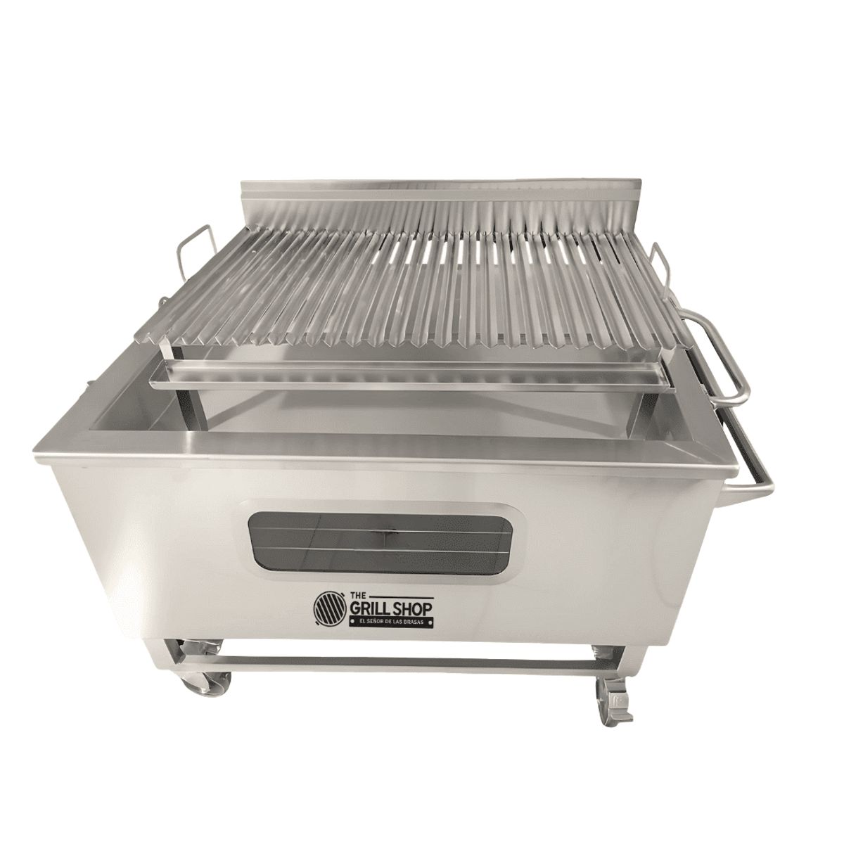 THE GRILL SHOP - Caja China Parrillera XXL Inox con Visor+Cerveza+Carbon+Guantes