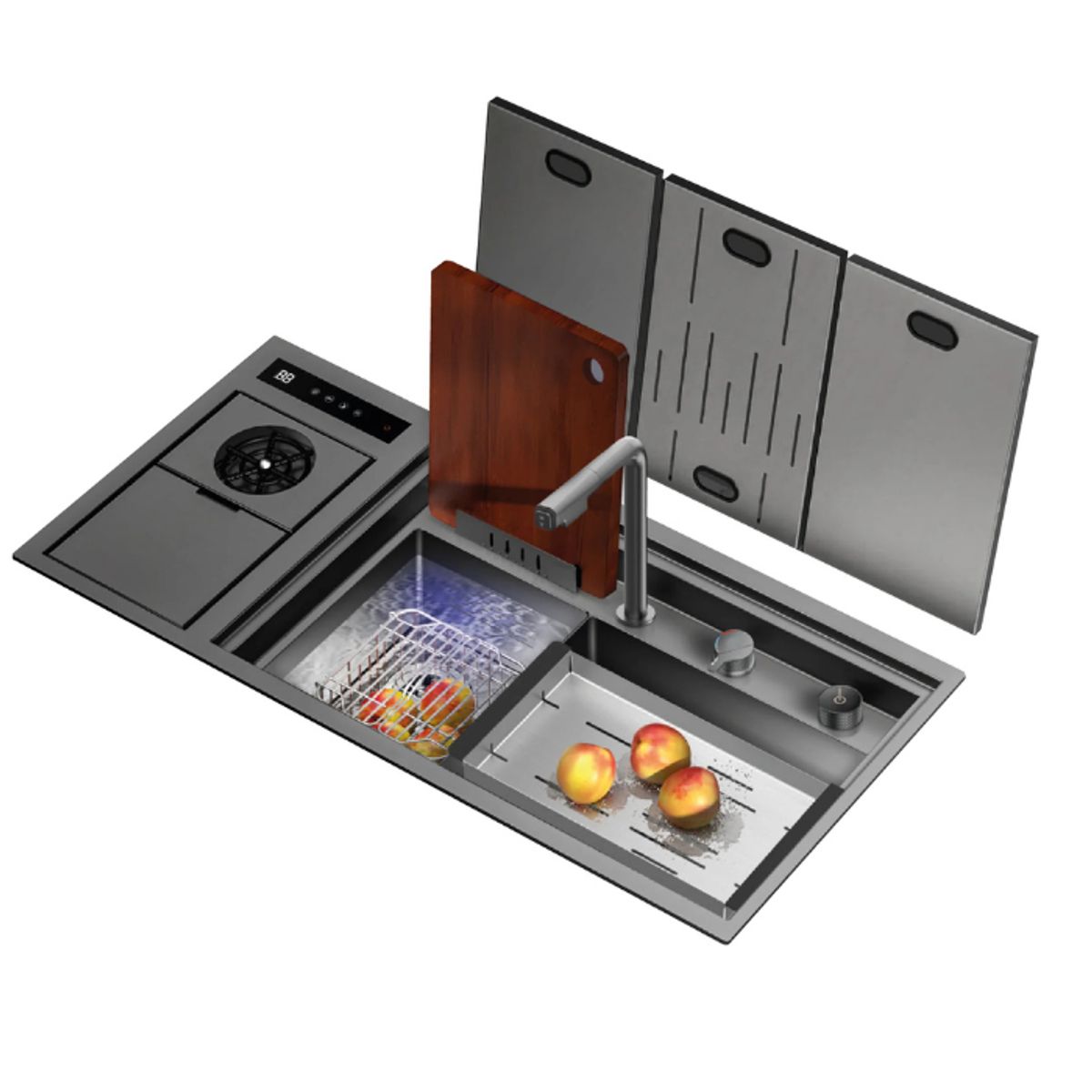 FRATELLI - LAVADERO INTELIGENTE CON FUNCIÓN HYDRO PURIFICACIÓN NEGRO CON MEZCLADORA