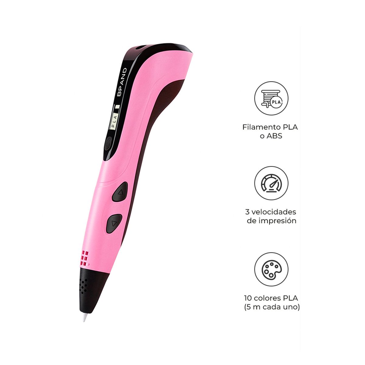 S&T - Lápiz 3D Inteligente Pantalla LCD Filamento PLA-ABS Rosa