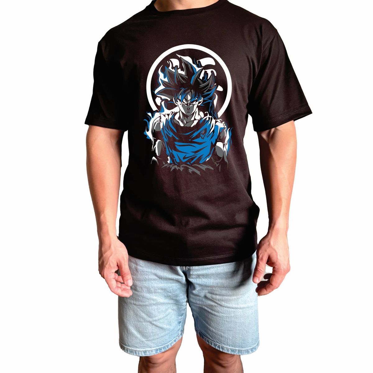 GENERICO - Polo Hombre manga corta diseño GOKU - Negro