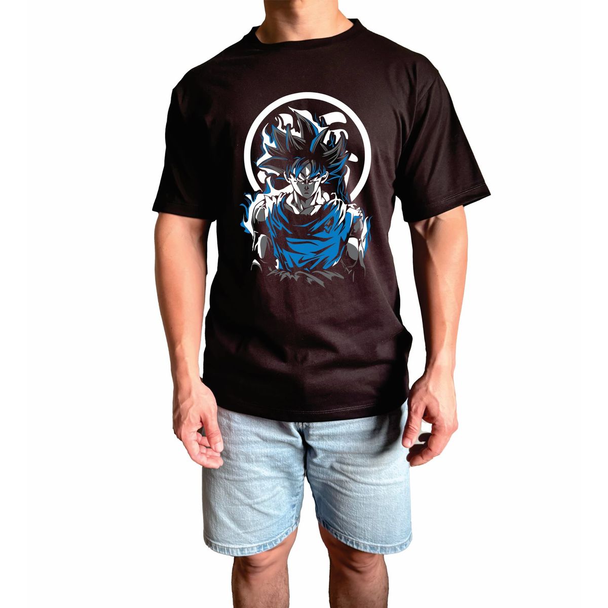 GENERICO - Polo Hombre manga corta diseño GOKU - Negro