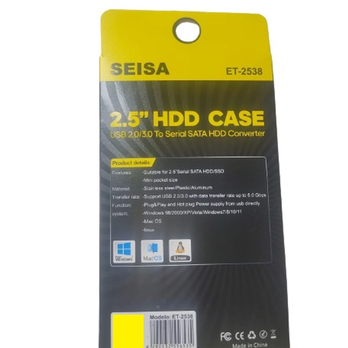 SEISA - Case Sata 3.0 Para Disco Duro 2.5 Pulgadas Ssd Hdd Et-2538