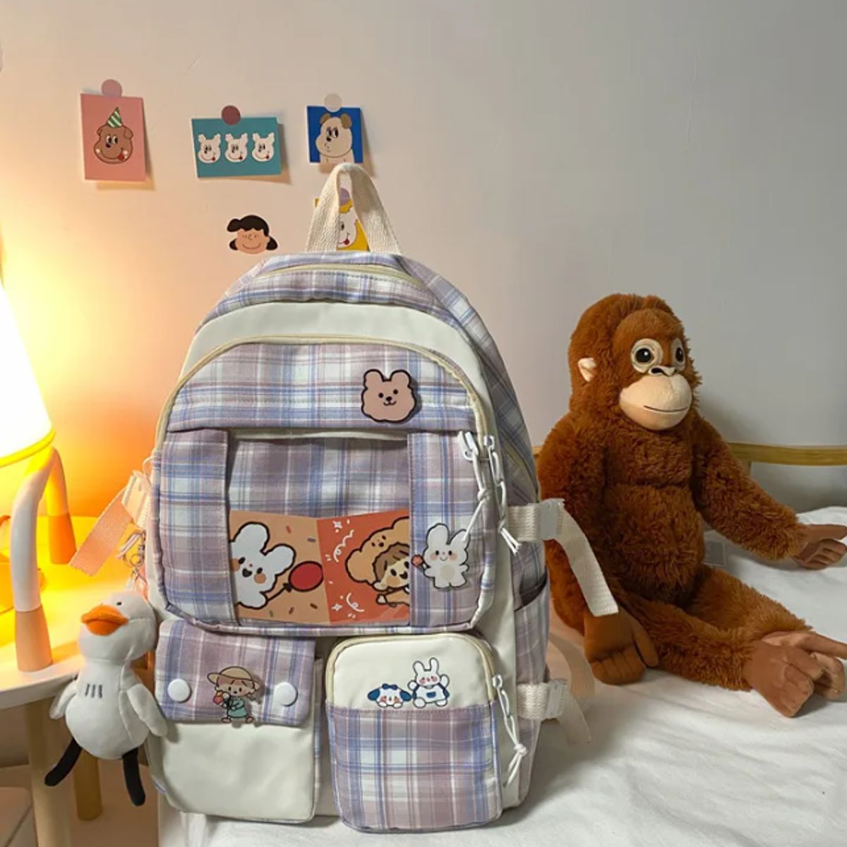 GENERICO - MOCHILA RAYADA DISEÑO KAWAII