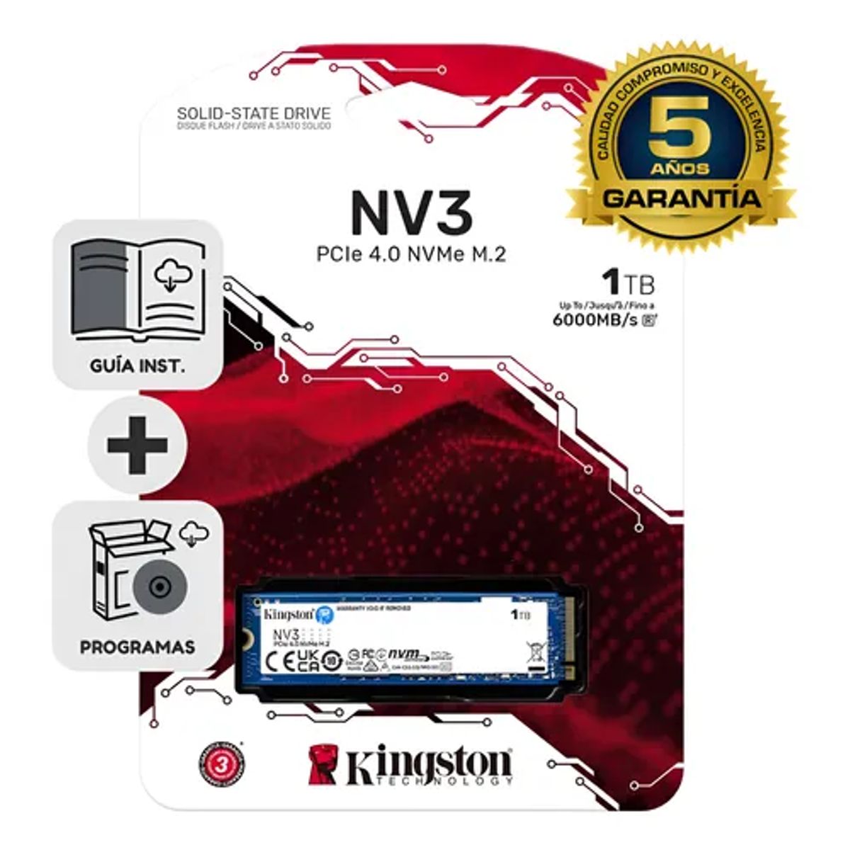 KINGSTON - DISCO SOLIDO SSD NV2 1TB NVME PCIe 4.0 6000Mb/s kinstg