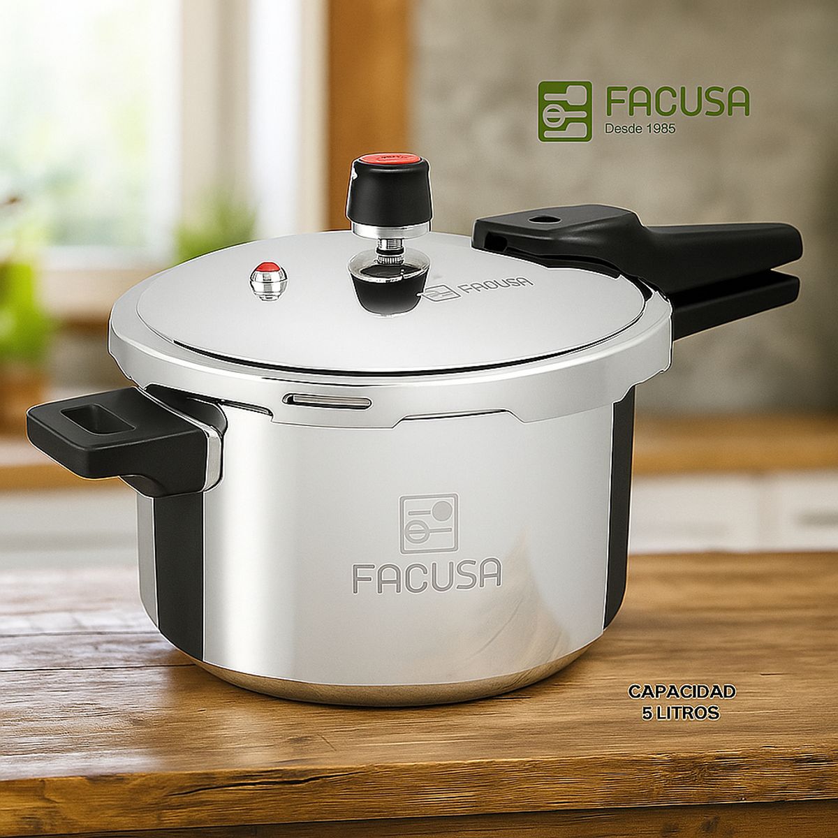 FACUSA - OLLA A PRESIÓN 5 LT C AI CIERRE EXTERNO  ACERO INOXIDABLE FACUSA