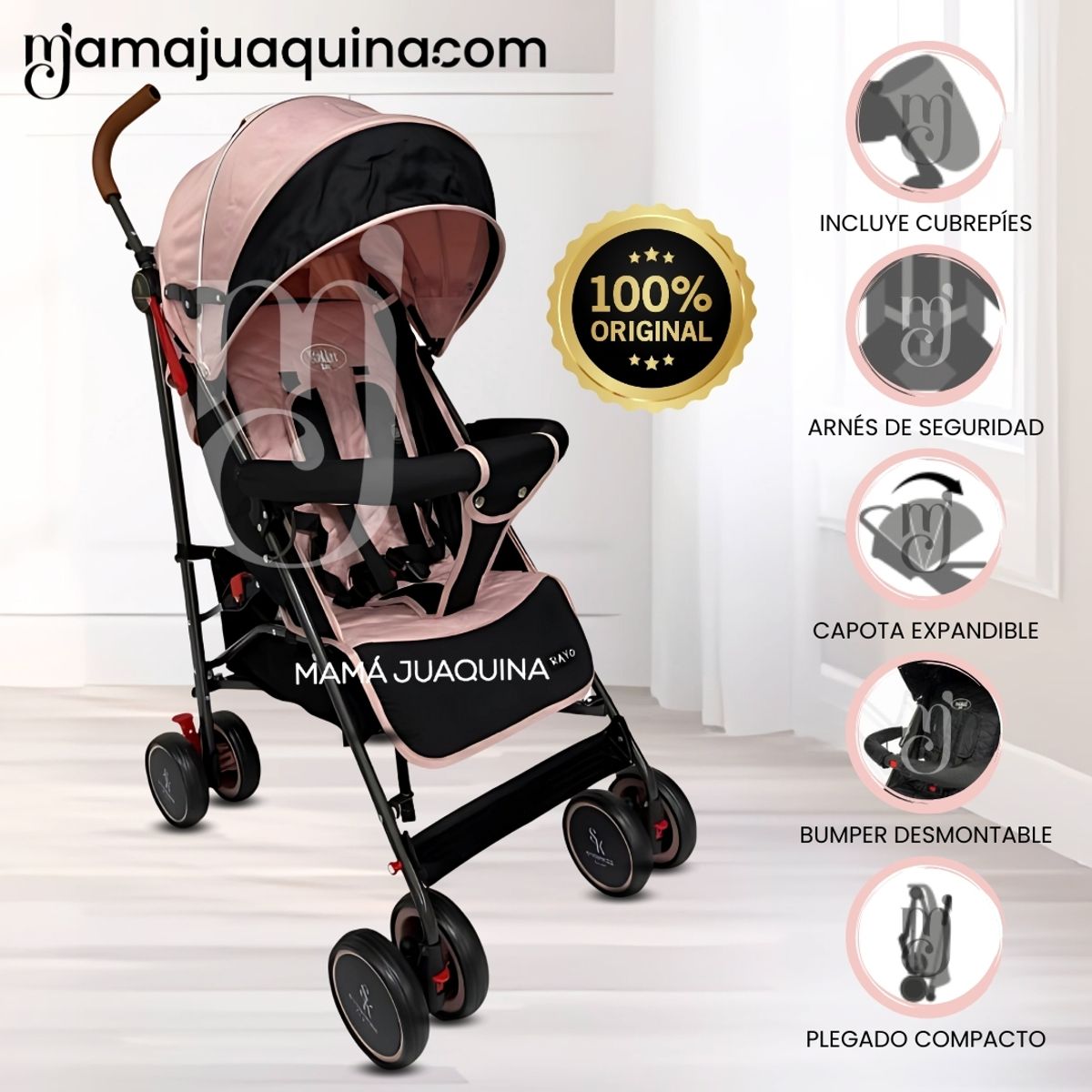 Baby - Coche Bastón de Lujo «RAYO» Edición Limitada Pink