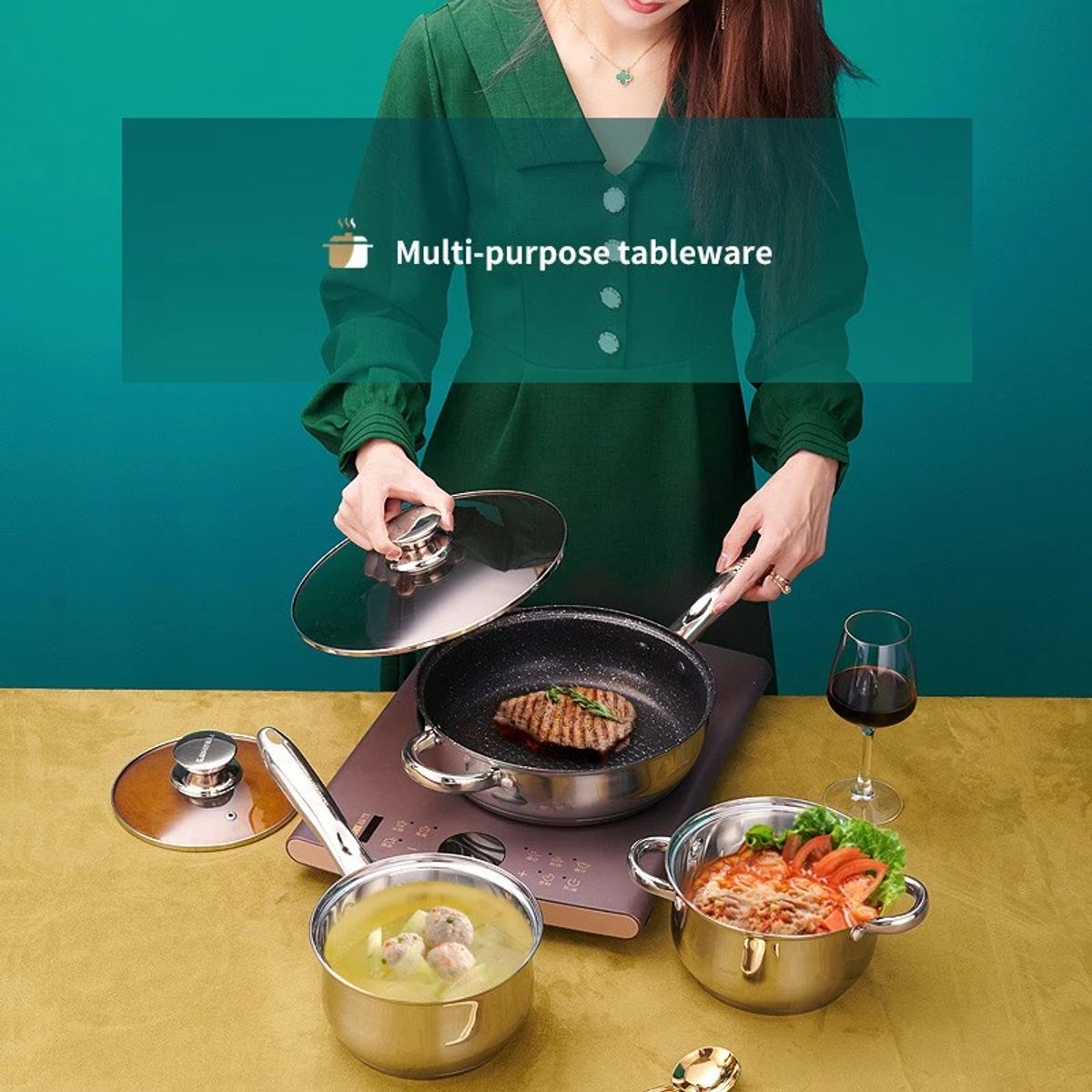 GENERICO - JUEGO DE OLLAS DE ACERO INOXIDABLE KAISA VILLA