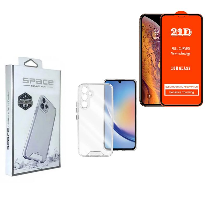 CASE - CASE SPACE TRANSPARENTE SAMSUNG S24FE + MICA DE VIDRIO