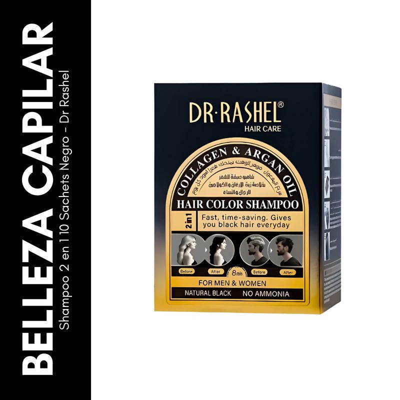 GENERICO - Shampoo 2 en 1 10 Sachet Negro - Dr Rashel