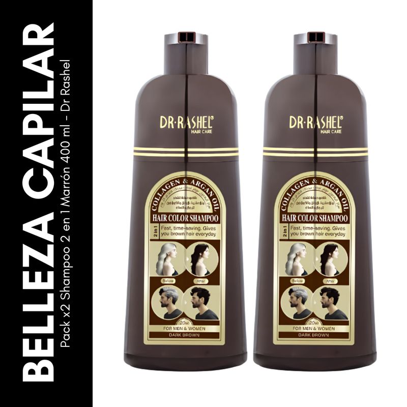 GENERICO - Pack x2 Shampoo 2 en 1 Marrón 400 ml - Dr Rashel