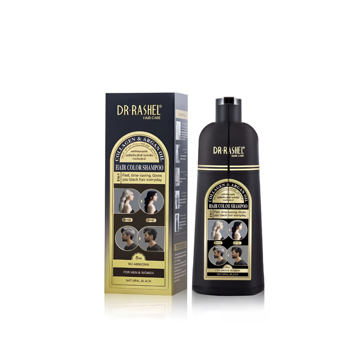 GENERICO - Pack x3 Shampoo 2 en 1 Negro 400 ml - Dr Rashel