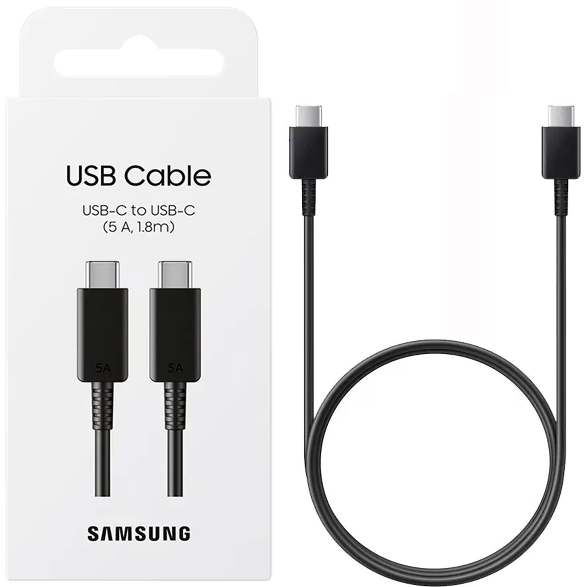 SAMSUNG - Samsung Cable 180cm USB-C to USB-C de 5A Negro