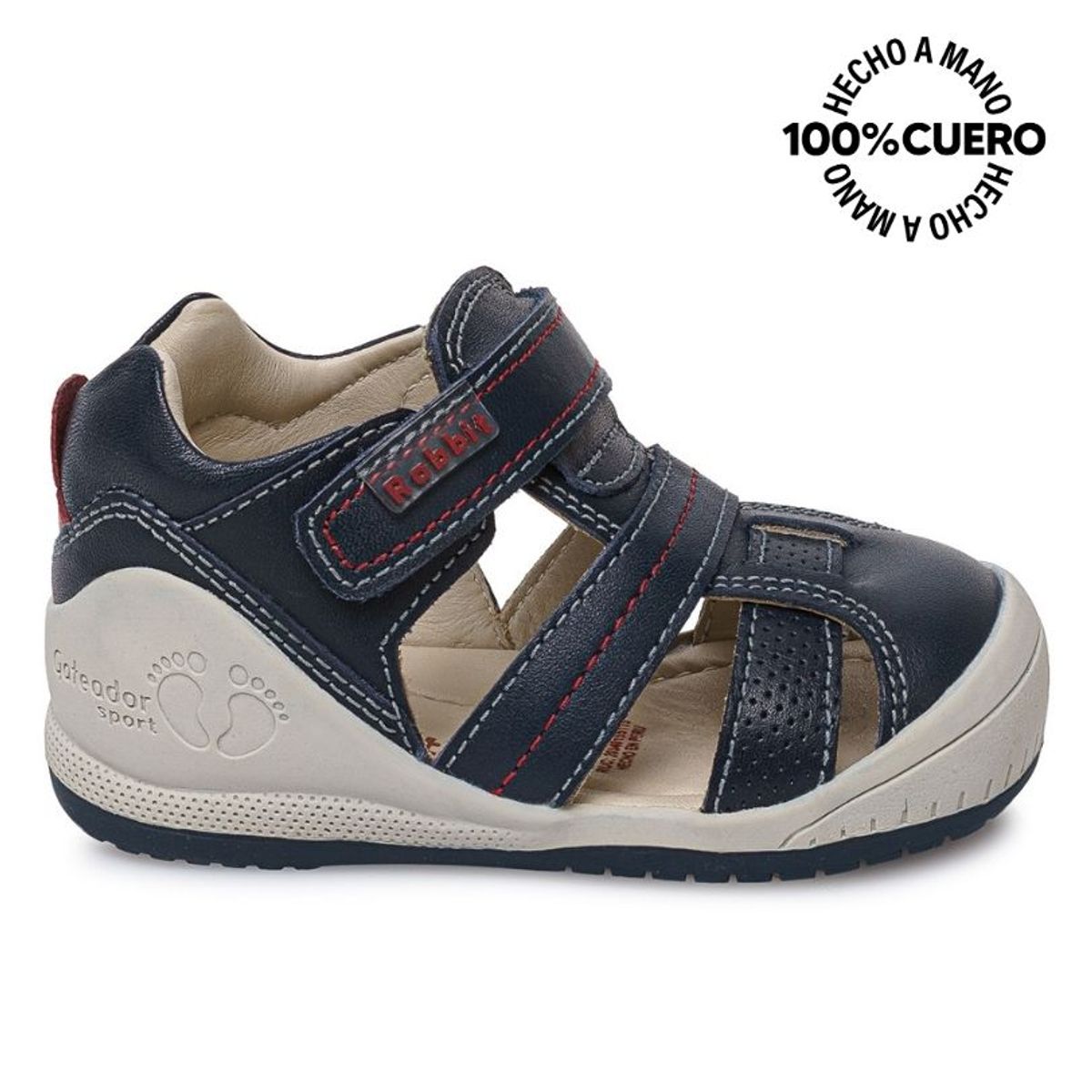 RABBIT - Sandalia Franciscana Casual ALEX-2603 Azul Rabbit Cuero