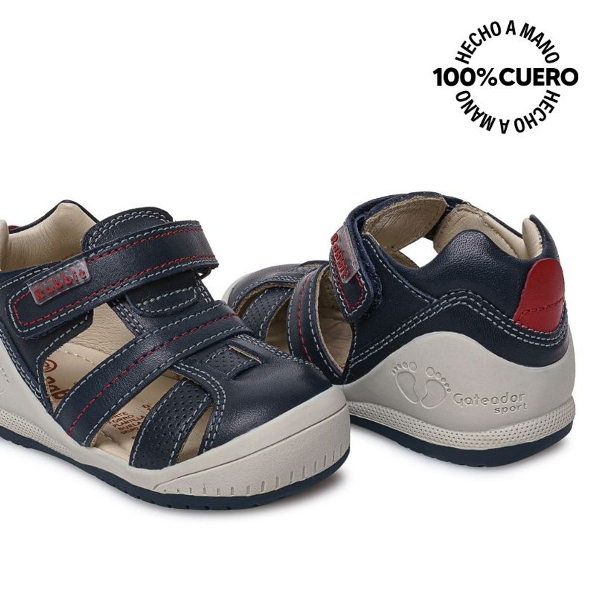 RABBIT - Sandalia Franciscana Casual ALEX-2603 Azul Rabbit Cuero