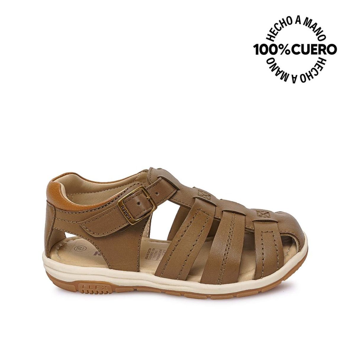 RABBIT - Sandalia Dorsay Casual ANGEL-2613 Olivo Rabbit Cuero