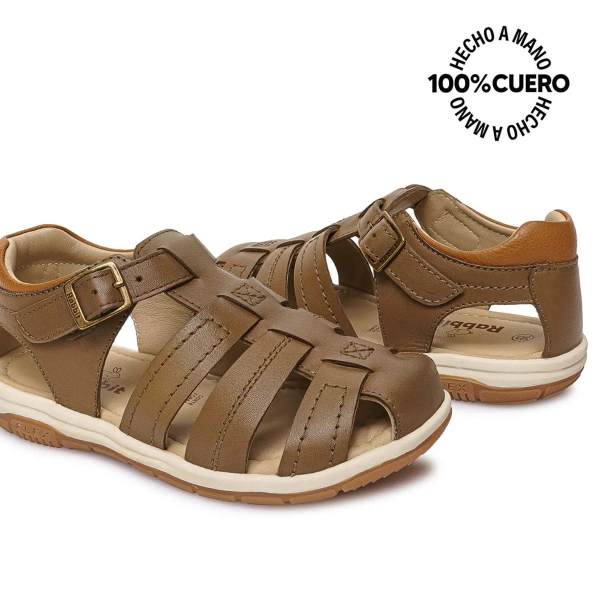 RABBIT - Sandalia Dorsay Casual ANGEL-2613 Olivo Rabbit Cuero