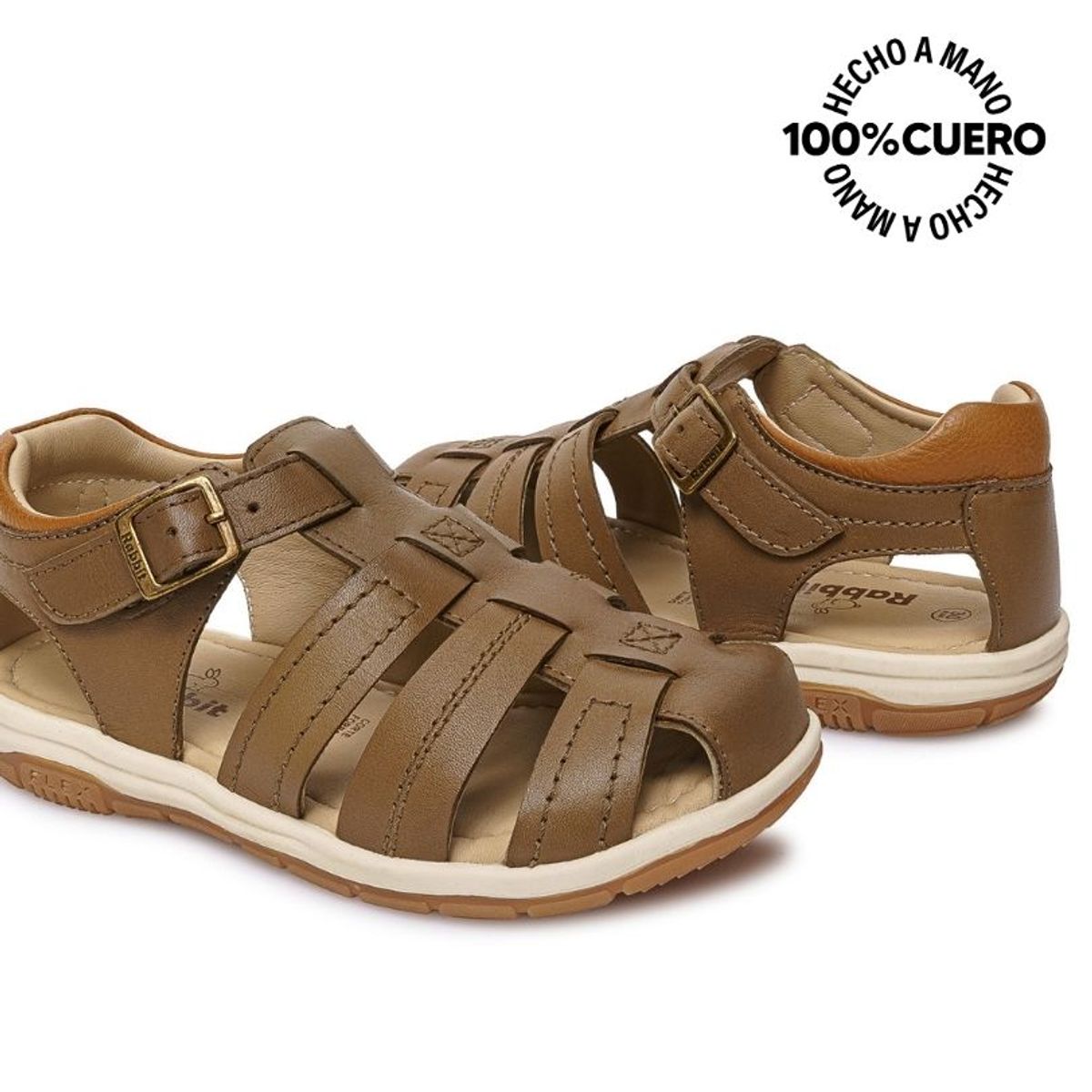 RABBIT - Sandalia Dorsay Casual ANGEL-2613 Olivo Rabbit Cuero