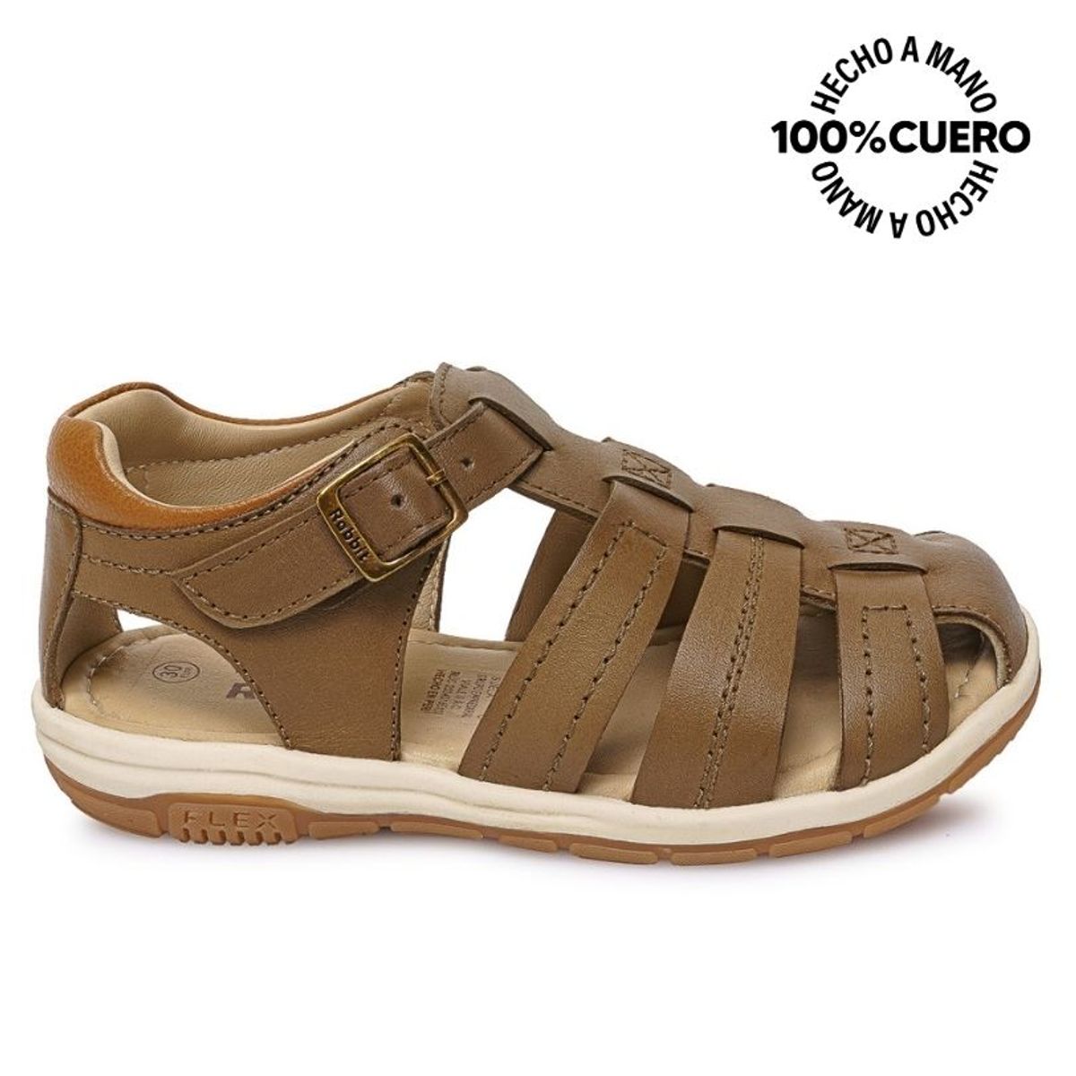 RABBIT - Sandalia Dorsay Casual ANGEL-2613 Olivo Rabbit Cuero
