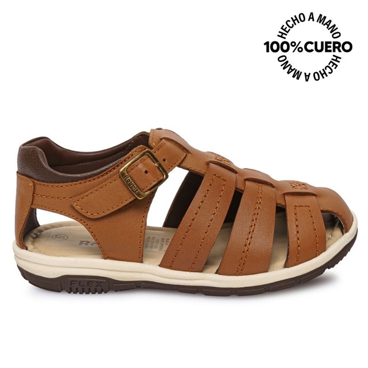 RABBIT - Sandalia Dorsay Casual ANGEL-2613 Marrón Rabbit Cuero