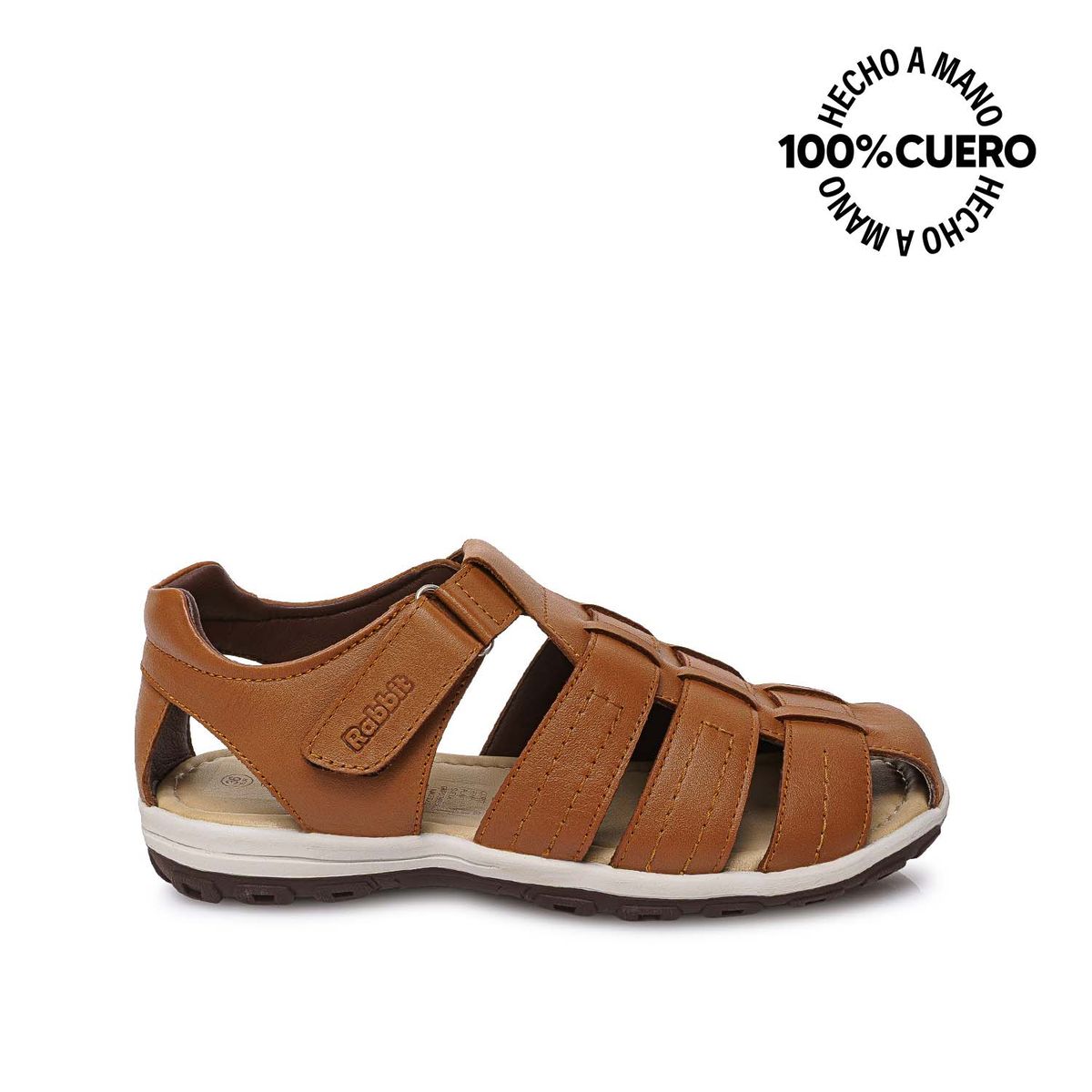 RABBIT - Sandalia Dorsay Casual ANGEL-2619 Marrón H Rabbit Cuero