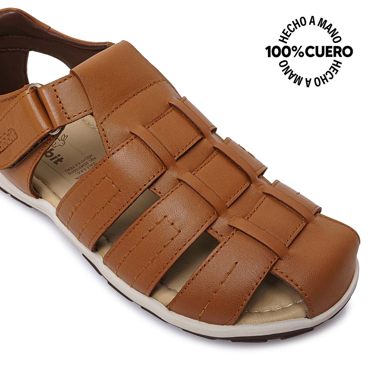 RABBIT - Sandalia Dorsay Casual ANGEL-2619 Marrón H Rabbit Cuero