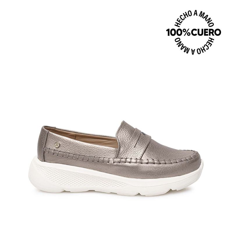 VIALE - Zapato Mocasín Casual SHAM-2511 PlataQuem Viale Cuero