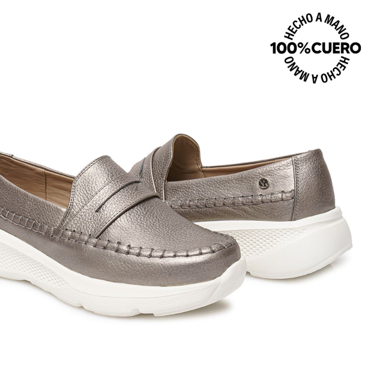 VIALE - Zapato Mocasín Casual SHAM-2511 PlataQuem Viale Cuero