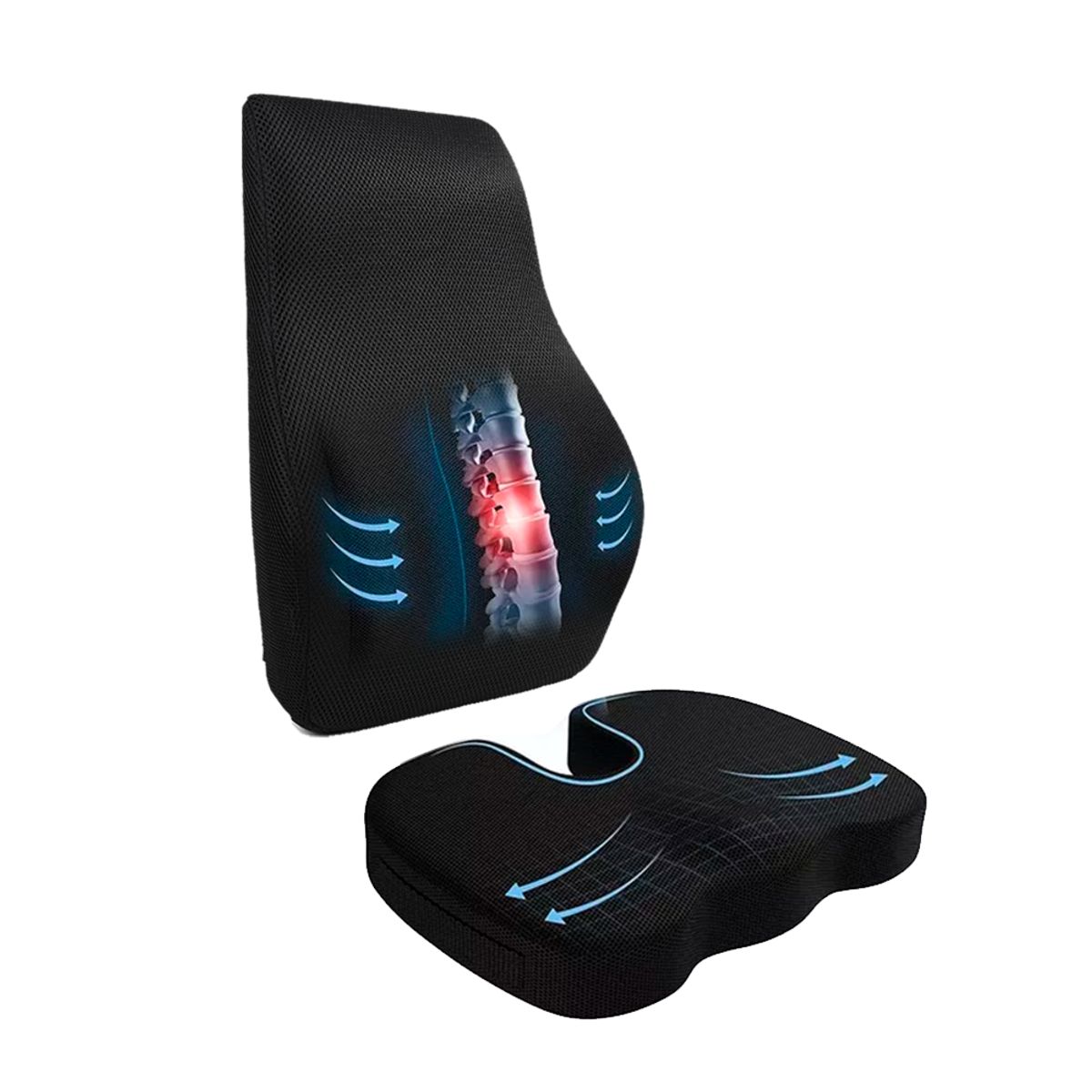 GENERICO - Combo Cojin con gel + Respaldar con gel para asiento