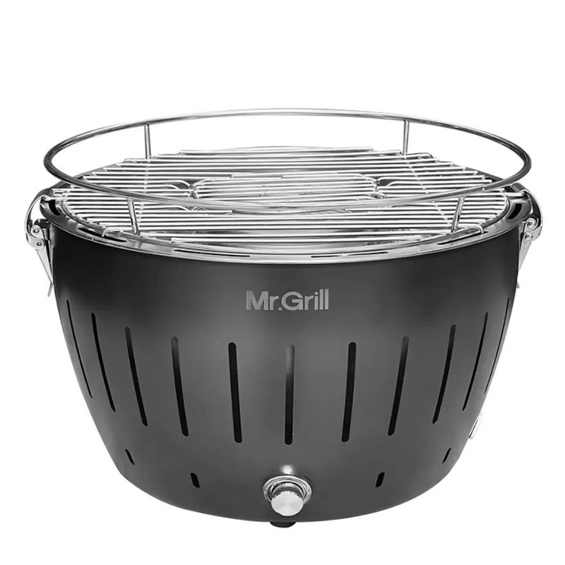 MR GRILL - Parrilla Portátil Mr Grill Turbo Grill Smokeless BBQ Negro