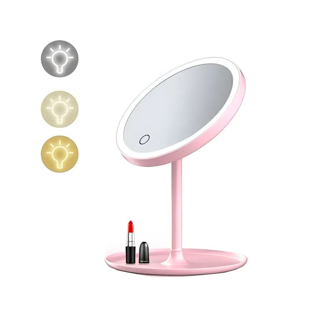 GENERICO - Espejo de Maquillaje Recargable con 3 tonos de luz Tactil