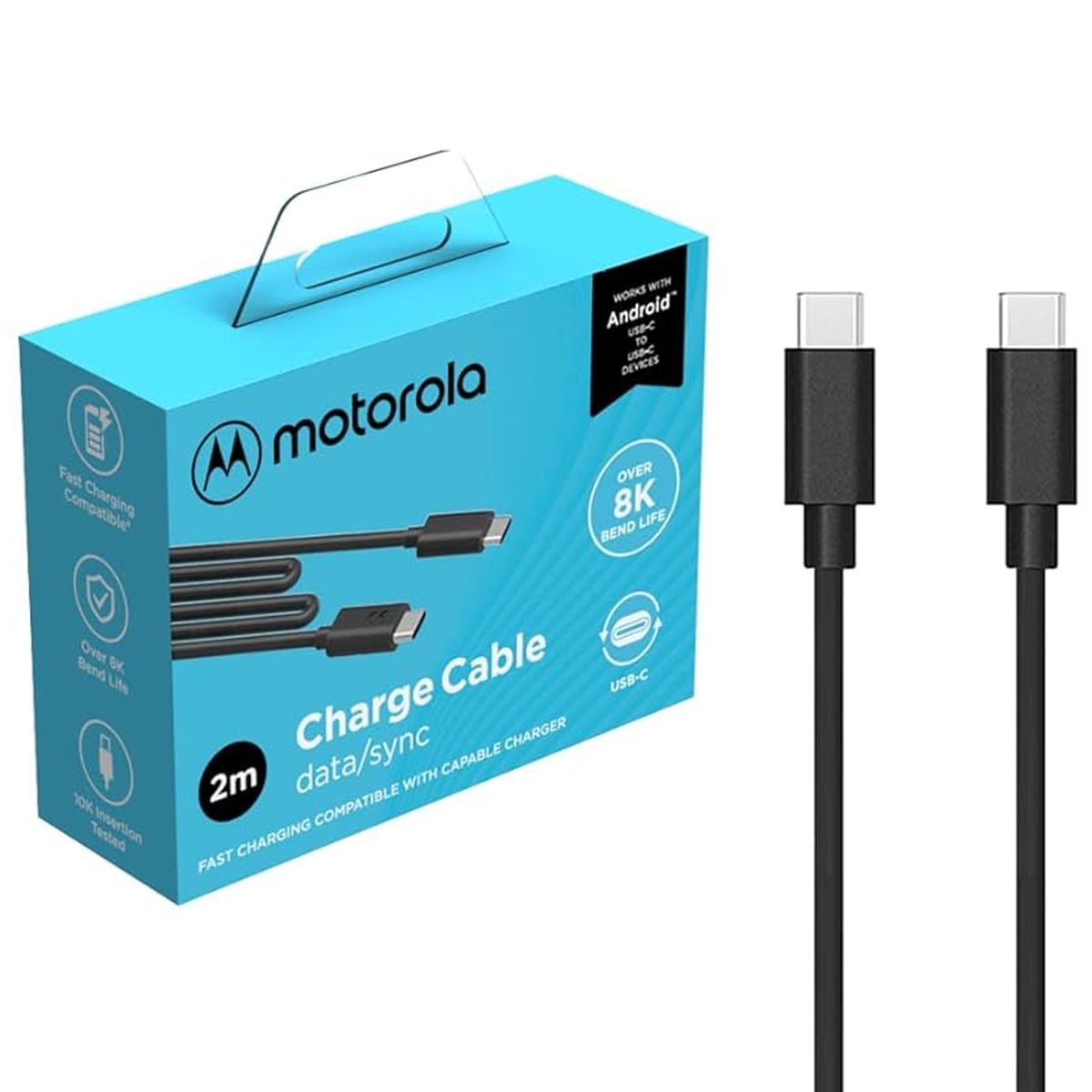 MOTOROLA - Cable Motorola Tipo-C a Tipo-C de Carga Rápida 2 Metros