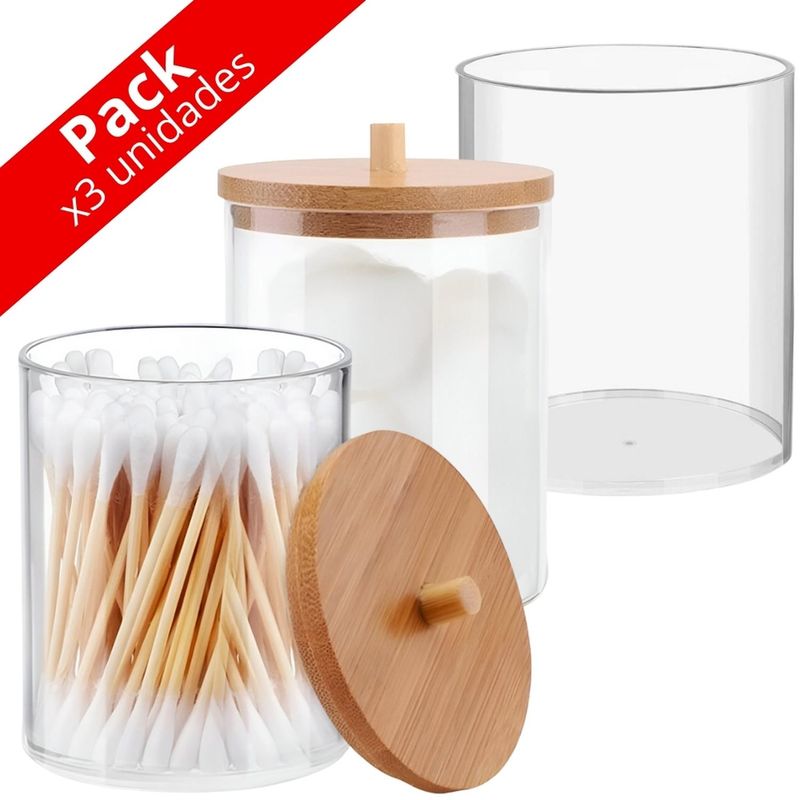 MINARI - Pack x3 Organizador Acrílico de Hisopos Elegante A40