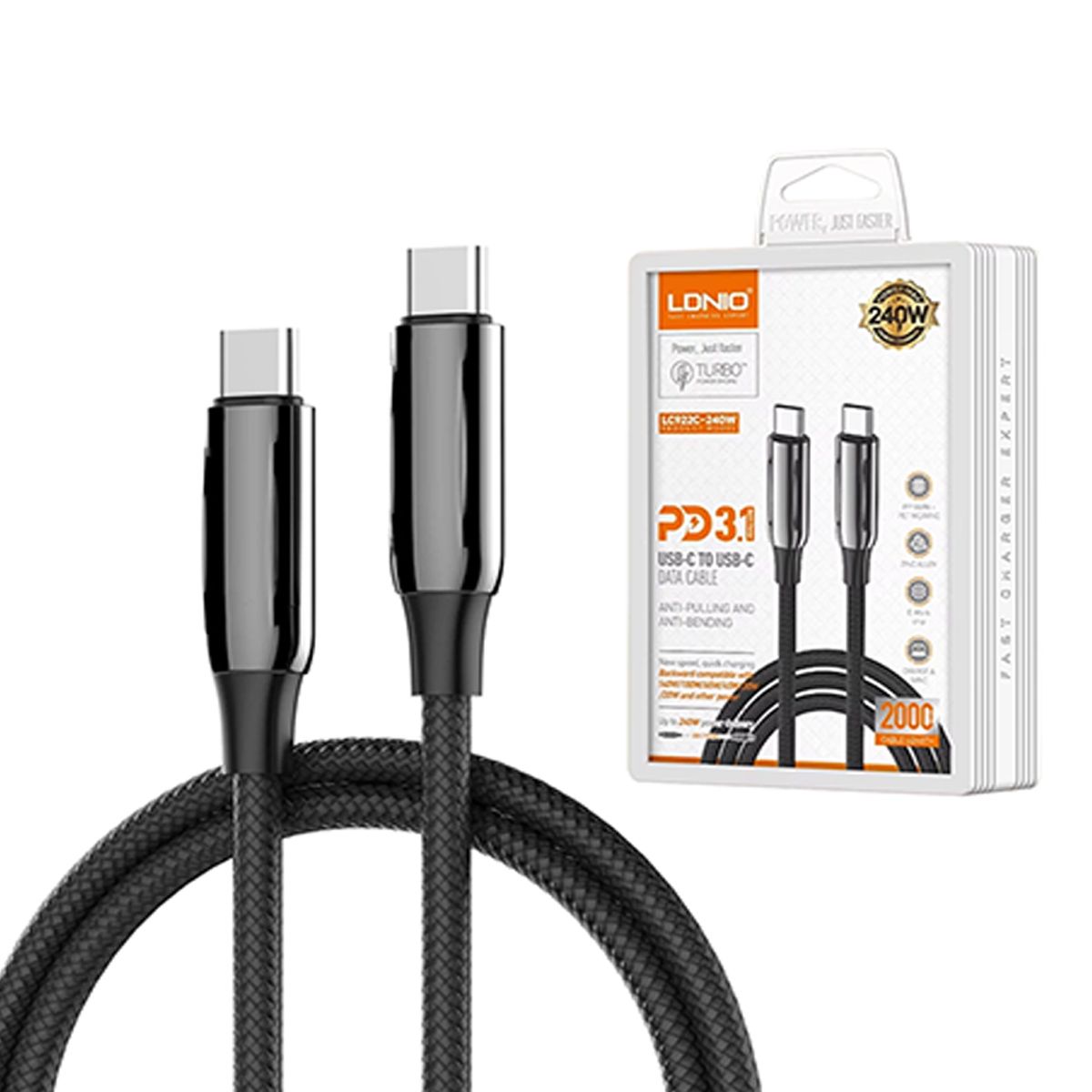 LDNIO - Cable Ldnio 240w 2m LC922c Carga Rápida para Tablets Laptos Etc