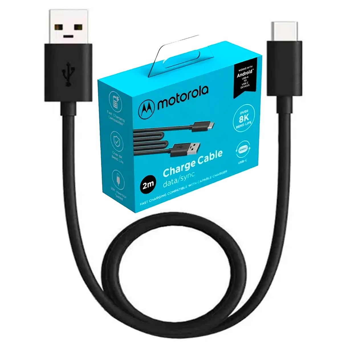 MOTOROLA - Cable Motorola USB A a Tipo-C de Carga Rápida 2 Metros