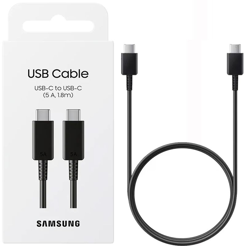 SAMSUNG - Cable Samsung 5A 180cm para Galaxy S25 Ultra S24 Ultra Negro