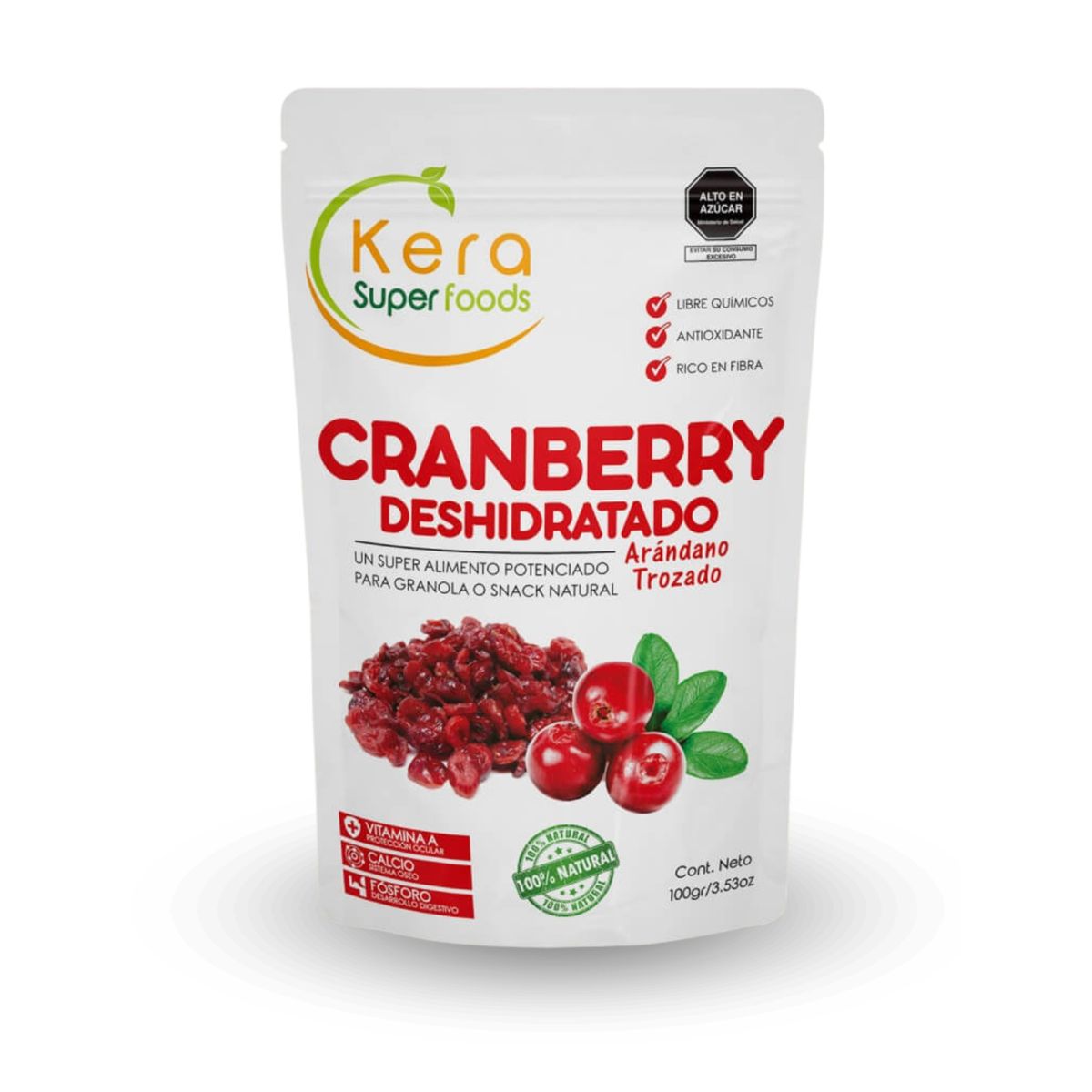 KERA SUPERFOODS - CRANBERRY DESHIDRATADO 100GR - KERA SUPERFOODS