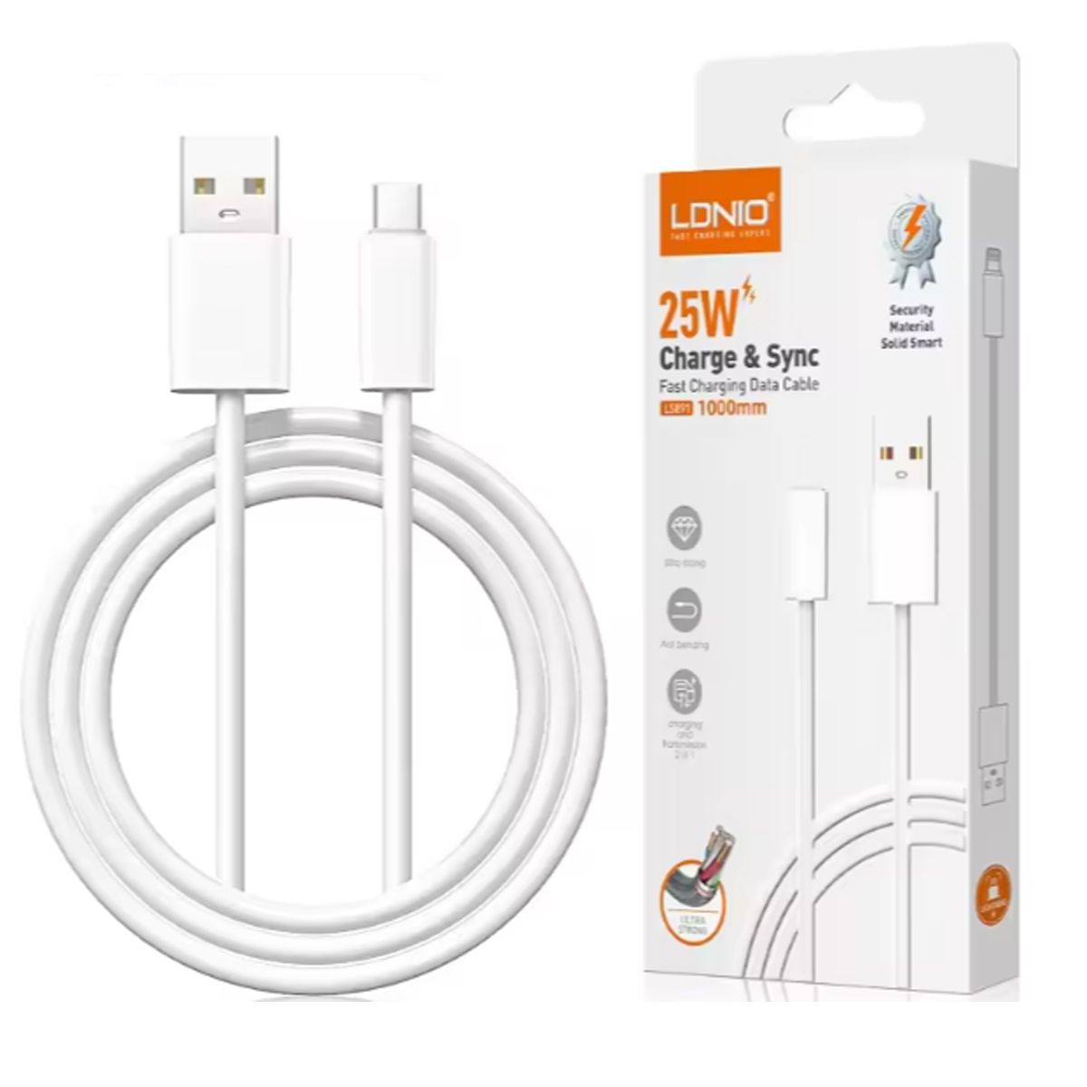LDNIO - Cable De Carga 2M USB-A a Tipo C de 25w Ldnio LS892 Blanco
