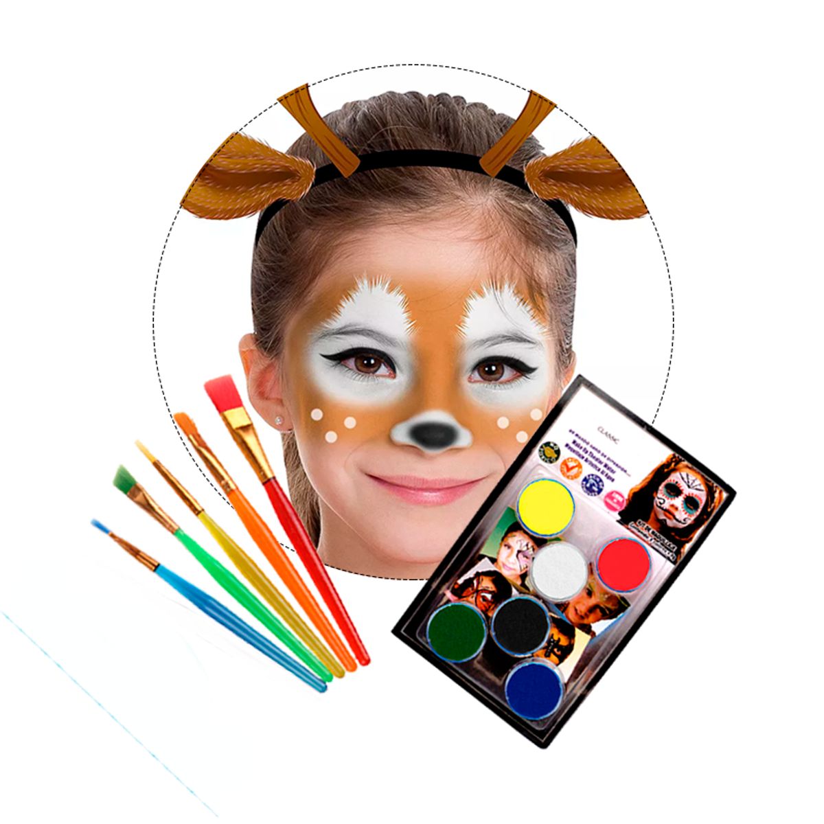 MASK COLORS - Kit Maquillaje + Pinceles para caritas pintadas