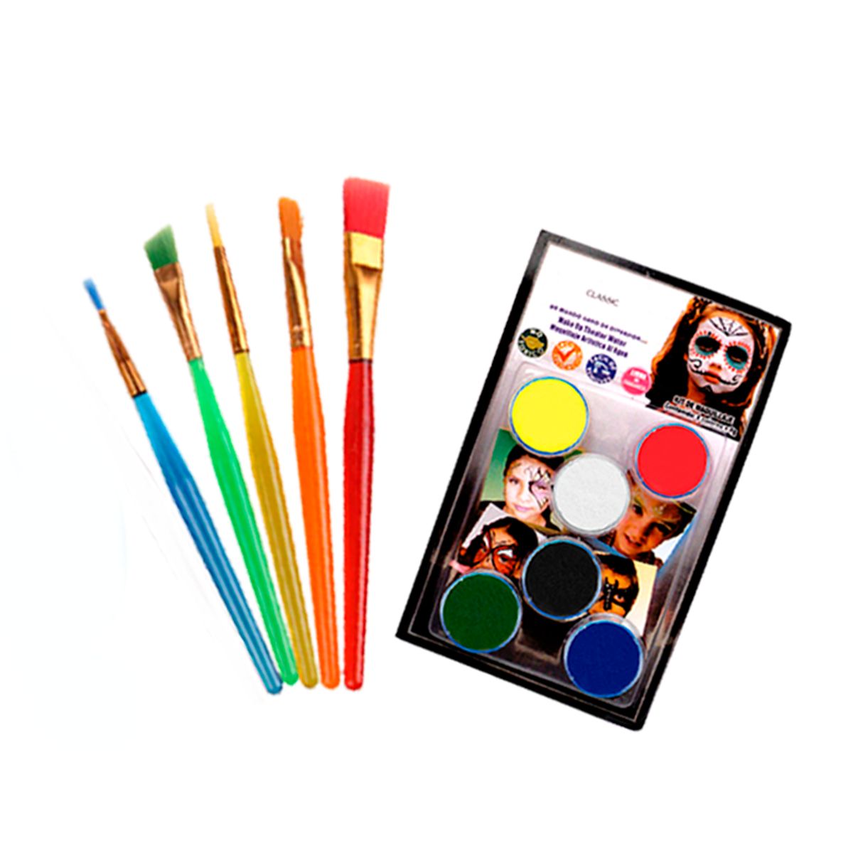 MASK COLORS - Kit Maquillaje + Pinceles para caritas pintadas