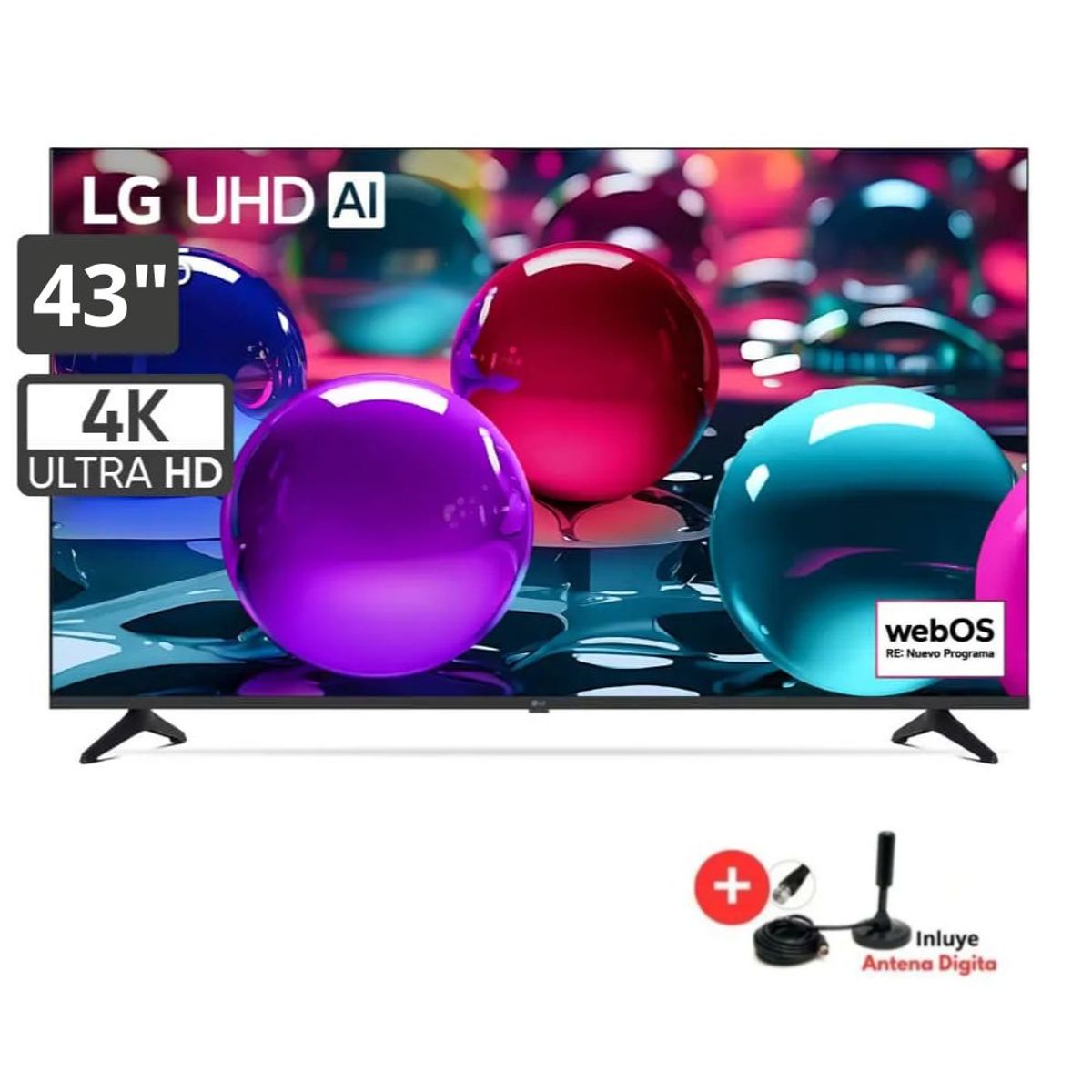 LG - Televisor Smart UHD 43 pulgadas LG AI 4K 43UA7300PSB 2025 + Antena Digital