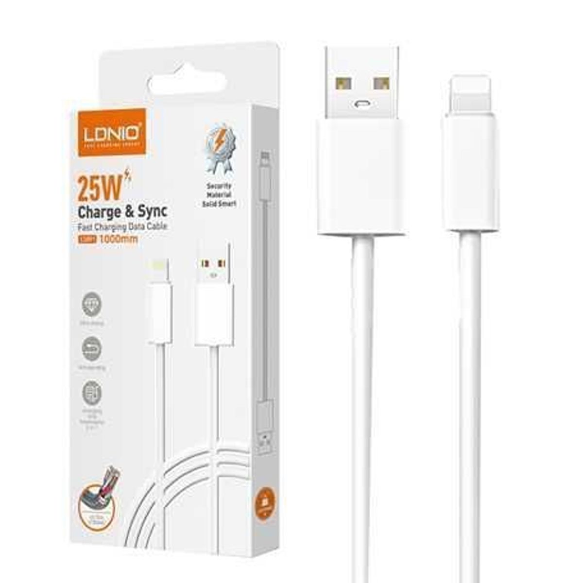 LDNIO - Cable De Carga 2M Lightning para iPhone 25w Ldnio LS892 Blanco