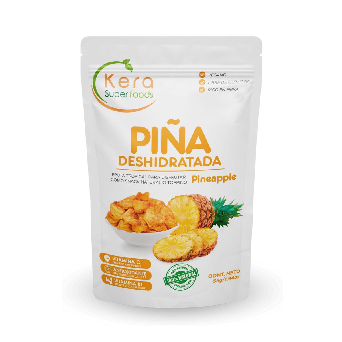 KERA SUPERFOODS - PIÑA DESHIDRATADA 55GR - KERA SUPERFOODS