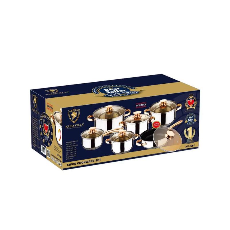 GENERICO - Juego de Ollas 12 Piezas Acero Inoxidable Moderno Duradero Para Cocina