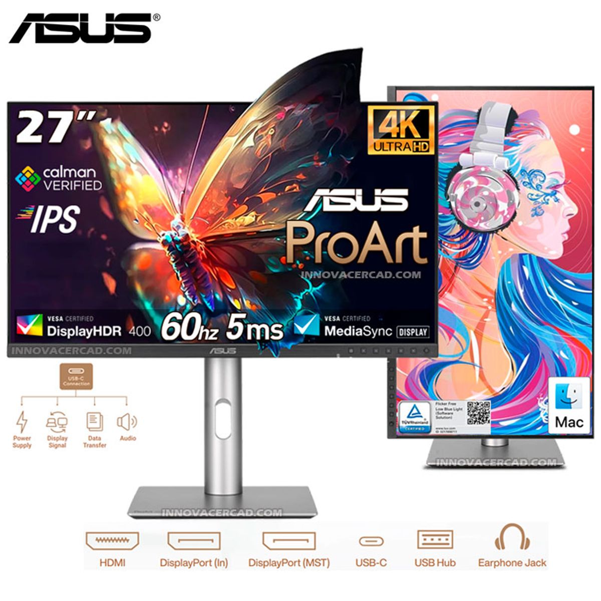 ASUS - Monitor Profesional ASUS ProArt PA279CRV 27 IPS 4K UHD 60Hz HDR