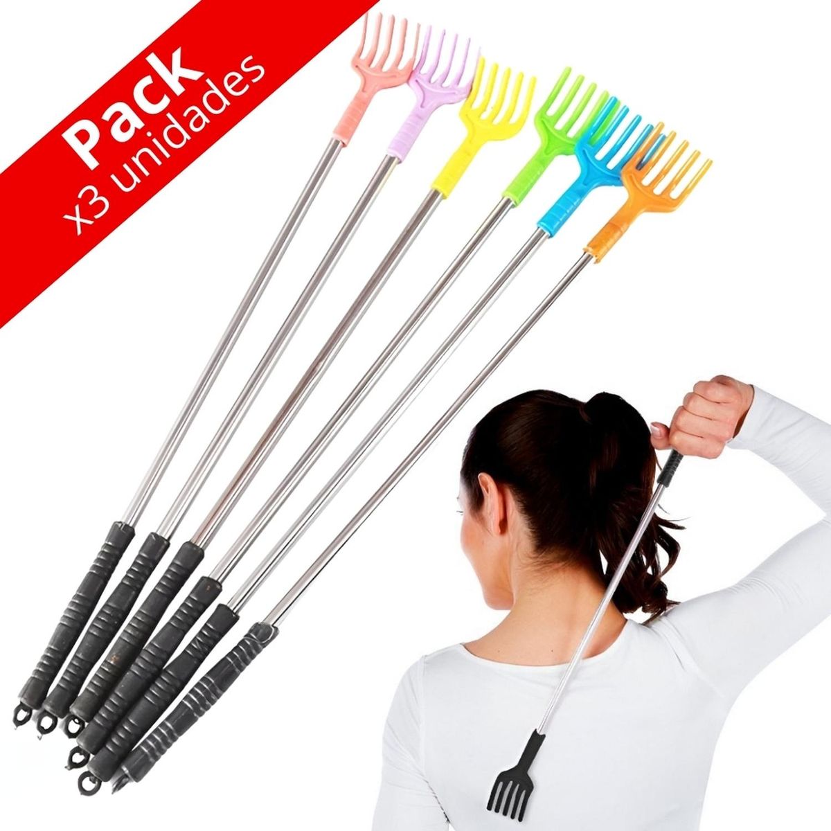 MINARI - Pack x3 Rascador de Espalda RE1 - Color Aleatorio