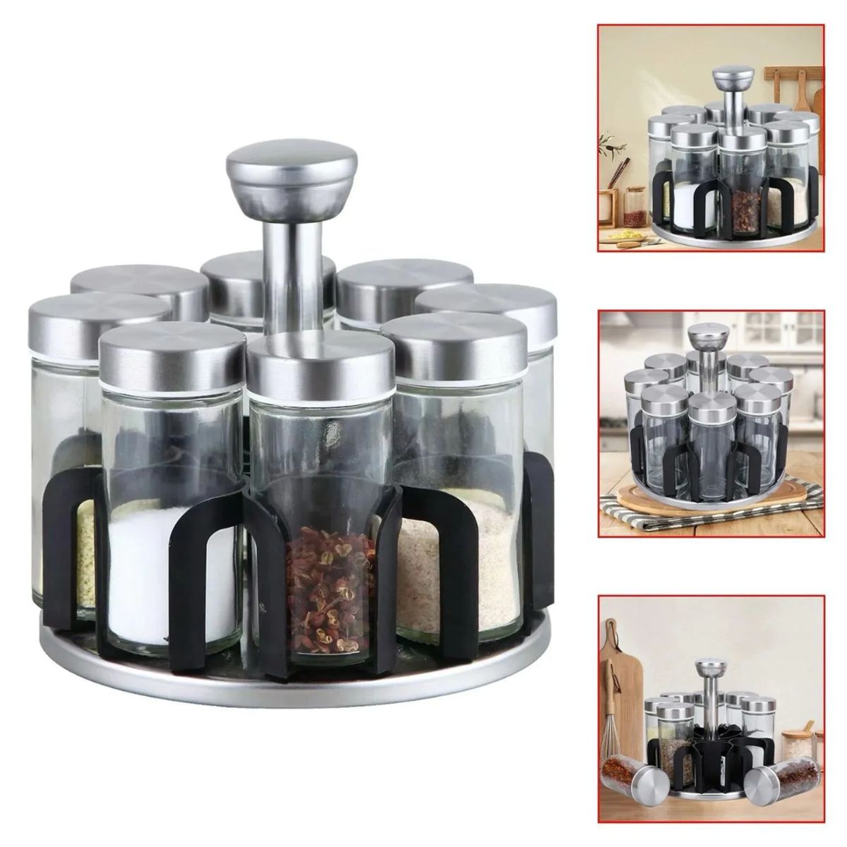 INSPIRA MARKET - Set x8 condimenteros especieros giratorio 360°